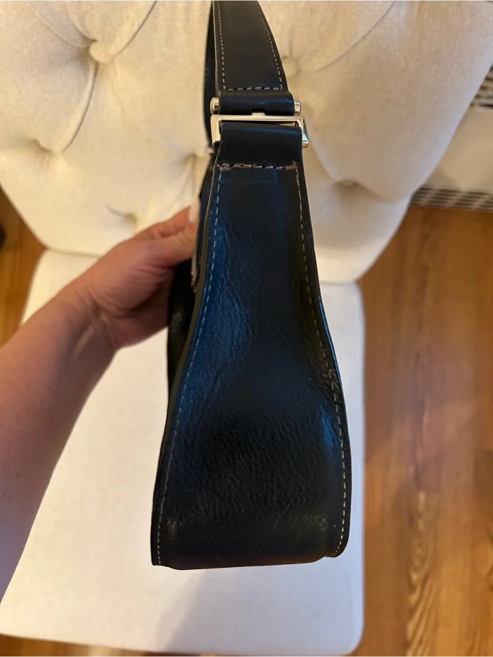 Cole Haan Vintage Village Black Leather Mini Hobo Bag Y2K Shoulder Purse
